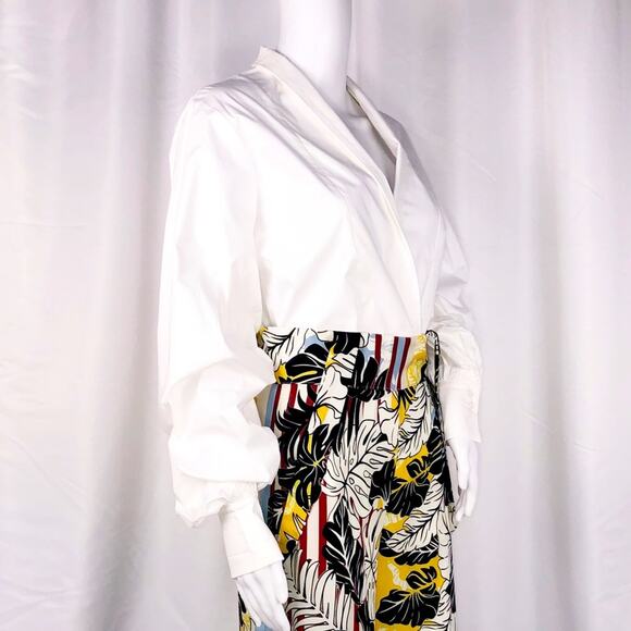 Zhu White Cotton Puff Sleeves Tunic Semi-Wrap Neckline Size Small - Picture 1 of 16
